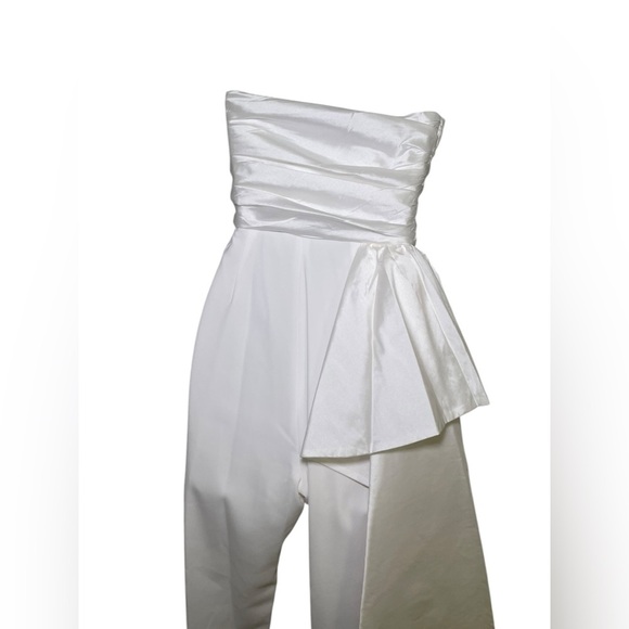Jay Godfrey White Strapless Asymmetrical Ruffle Jumpsuit NWT Size 0 | Bridal Sho - Picture 6 of 7